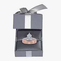 (H-I / Si2-I1) Womens 1 1/2 CT. T.W. Lab Grown White Diamond 10K Gold Pear Side Stone Bridal Set
