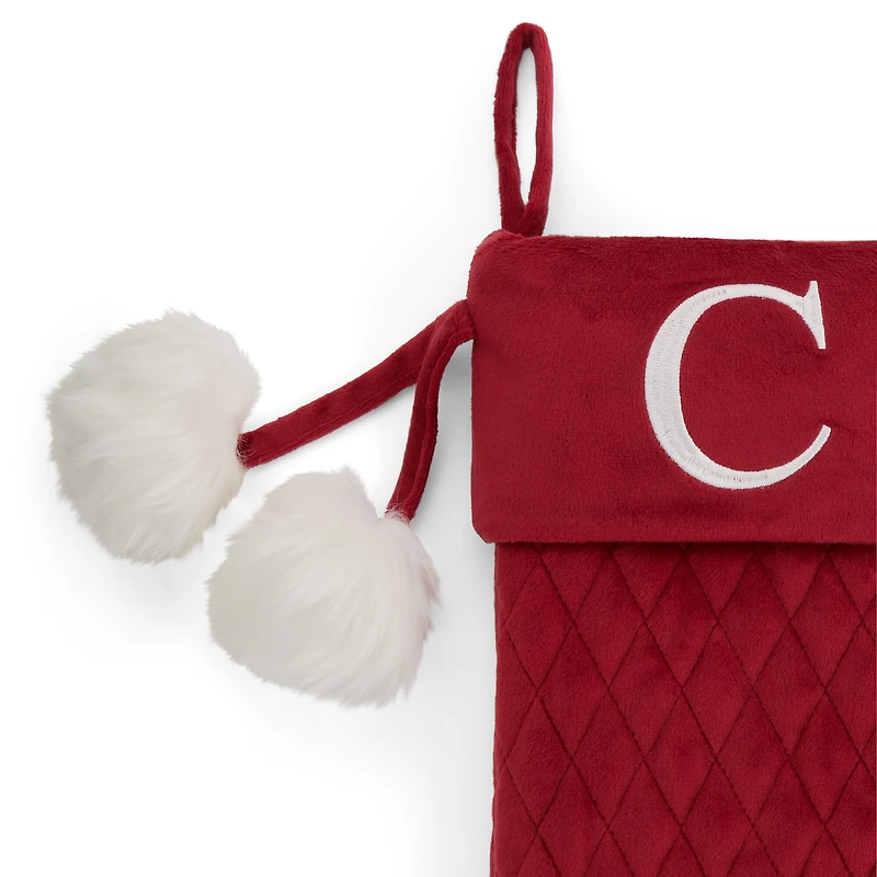 North Pole Trading Co. Red Quilted Monogram Christmas Stocking