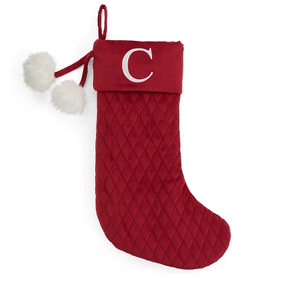 North Pole Trading Co. Red Quilted Monogram Christmas Stocking