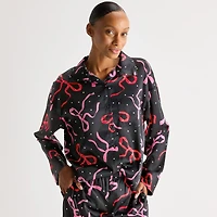 Ambrielle Womens Satin Long Sleeve 2-pc. Pajama Set