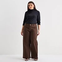 a.n.a Womens Plus Mock Neck Long Sleeve T-Shirt