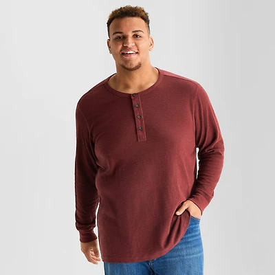 mutual weave Henley Mens Neck Long Sleeve Regular Fit Big and Tall Thermal Top