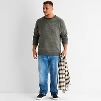mutual weave Textured Big and Tall Mens Crew Neck Long Sleeve Pullover Sweater