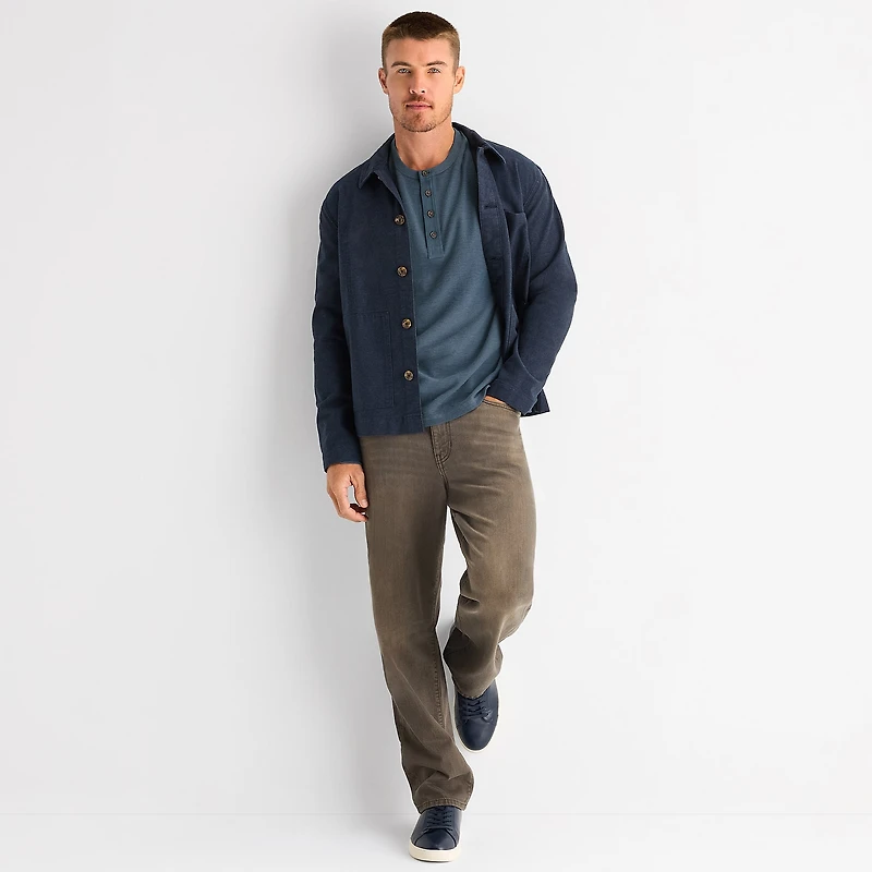mutual weave Mens Long Sleeve Regular Fit Henley Shirt