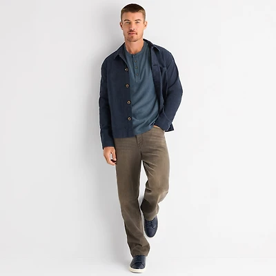 mutual weave Mens Long Sleeve Regular Fit Henley Shirt
