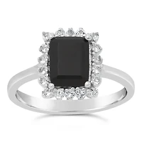 Womens Genuine Black Onyx Sterling Silver Cocktail Ring