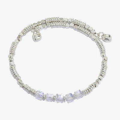Sparkle Allure Birthstone Womens Red Crystal Pure Silver Over Brass Wrap Bracelet