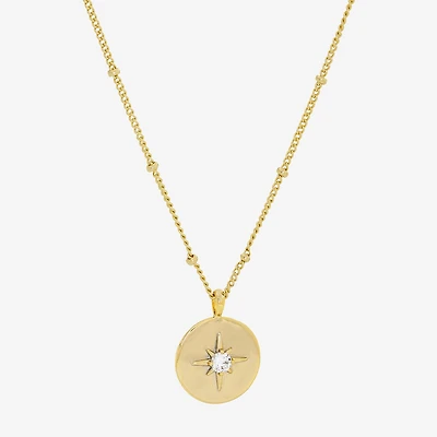 Sparkle Allure Birthstone Womens Red Cubic Zirconia 14K Gold Over Brass Round 16 Inch Pendant Necklace