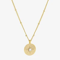 Sparkle Allure Birthstone Womens Red Cubic Zirconia 14K Gold Over Brass Round 16 Inch Pendant Necklace