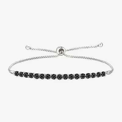 Womens 1/10 CT. T.W. Natural Black Diamond Sterling Silver Bolo Bracelet