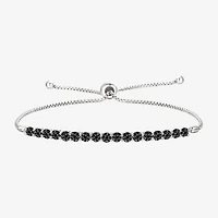 Womens 1/10 CT. T.W. Natural Black Diamond Sterling Silver Bolo Bracelet