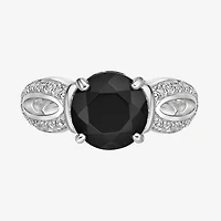 Womens Genuine Black Onyx Sterling Silver Round Cocktail Ring