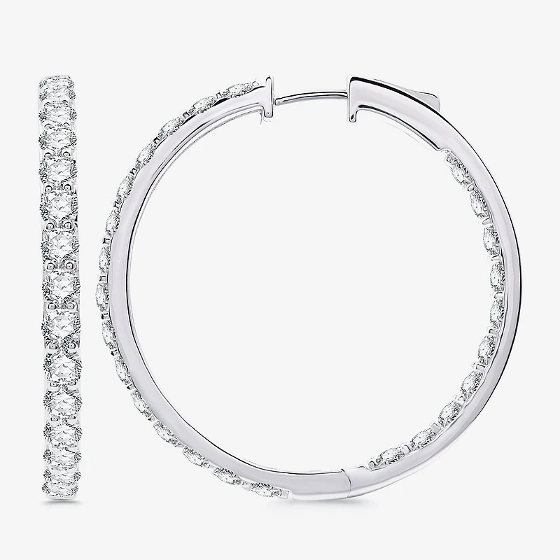 (H-I / Si2-I1) 5 CT. T.W. Lab Grown White Diamond 10K or Yellow Gold 35mm Hoop Earrings