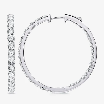 (H-I / Si2-I1) 5 CT. T.W. Lab Grown White Diamond 10K or Yellow Gold 35mm Hoop Earrings