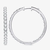(H-I / Si2-I1) 5 CT. T.W. Lab Grown White Diamond 10K or Yellow Gold 35mm Hoop Earrings