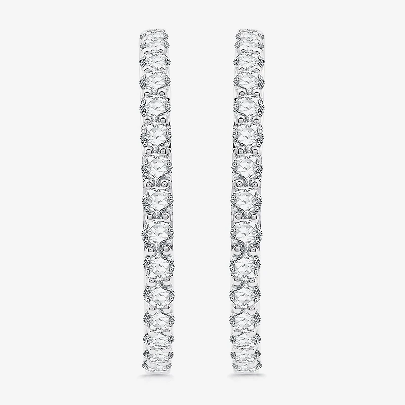 (H-I / Si2-I1) 5 CT. T.W. Lab Grown White Diamond 10K or Yellow Gold 35mm Hoop Earrings