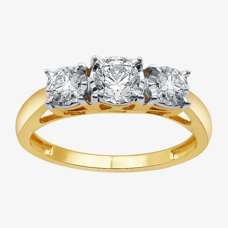 I Said Yes (H-I / Si2-I1) Womens 3/4 CT. T.W. Lab Grown White Diamond Sterling Silver or 14K Gold Over Round 3-Stone Engagement Ring