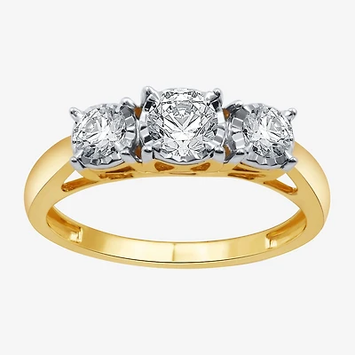 I Said Yes (H-I / Si2-I1) Womens 3/4 CT. T.W. Lab Grown White Diamond Sterling Silver or 14K Gold Over Round 3-Stone Engagement Ring
