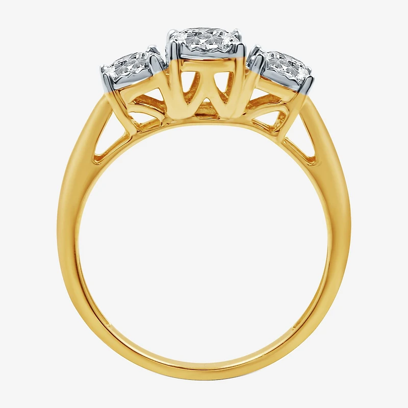 I Said Yes (H-I / Si2-I1) Womens 3/4 CT. T.W. Lab Grown White Diamond Sterling Silver or 14K Gold Over Round 3-Stone Engagement Ring