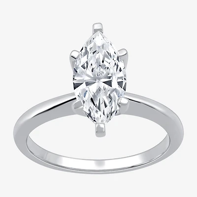 (G / SI2) Womens 2 CT. Lab-Grown White Diamond 14K Gold Marquise Solitaire Engagement Ring