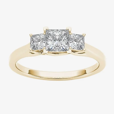 Love Lives Forever Womens 1 CT. Natural White Diamond 14K Gold 3-Stone Engagement Ring