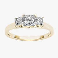 Love Lives Forever Womens 1 CT. Natural White Diamond 14K Gold 3-Stone Engagement Ring