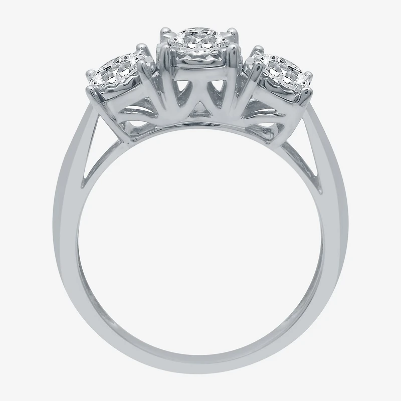(G / SI1-SI2) Womens 1 CT. T.W. Lab Grown White Diamond 10K Gold Round 3-Stone Engagement Ring