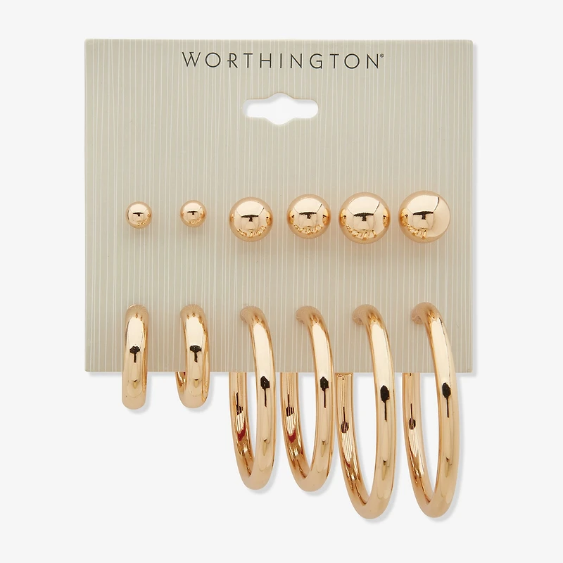 Worthington Womens 6 Pair Earring Set