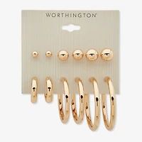 Worthington Womens 6 Pair Earring Set