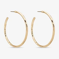 Worthington Silver Tone Hammered C Womens 50.8mm Hoop Earrings