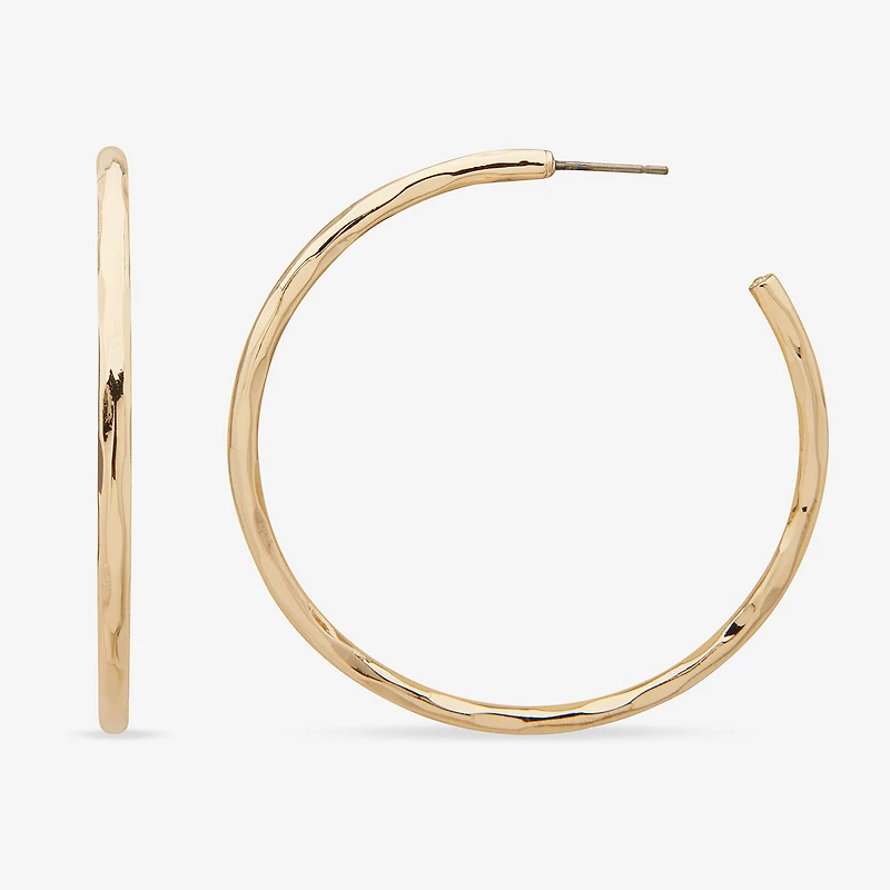 Worthington Silver Tone Hammered C Womens 50.8mm Hoop Earrings