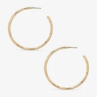 Worthington Silver Tone Hammered C Womens 50.8mm Hoop Earrings