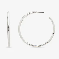 Worthington Silver Tone Hammered C Womens 50.8mm Hoop Earrings