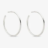 Worthington Silver Tone Hammered C Womens 50.8mm Hoop Earrings