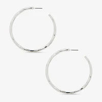 Worthington Silver Tone Hammered C Womens 50.8mm Hoop Earrings