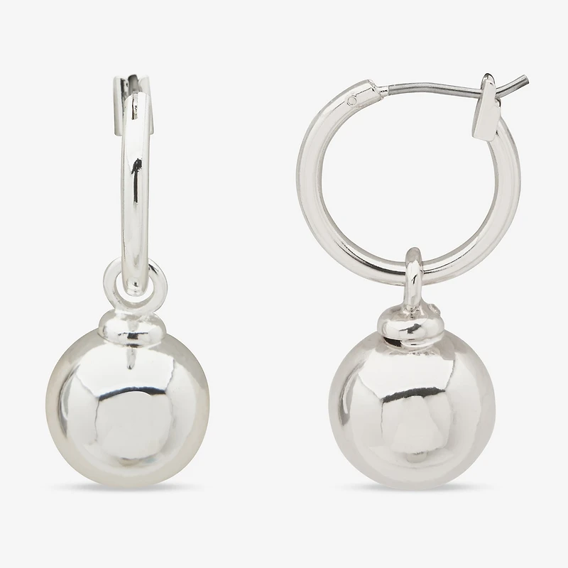 Worthington Silver Tone Womens 30.5mm Ball Hoop Earrings