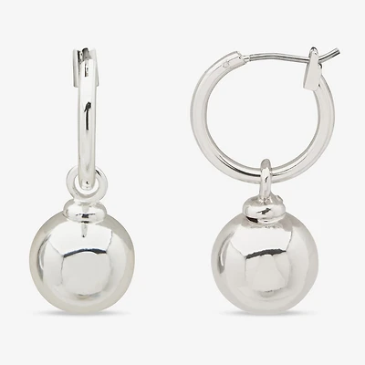 Worthington Silver Tone Womens 30.5mm Ball Hoop Earrings