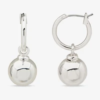 Worthington Silver Tone Womens 30.5mm Ball Hoop Earrings