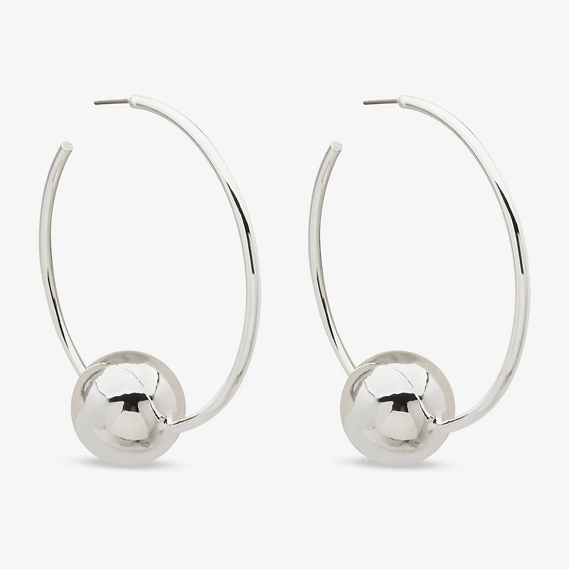 Worthington Silver Tone Womens 63.5mm Hoop Earrings
