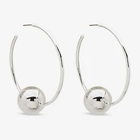 Worthington Silver Tone Womens 63.5mm Hoop Earrings