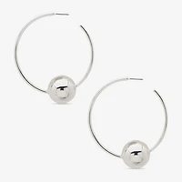 Worthington Silver Tone Womens 63.5mm Hoop Earrings