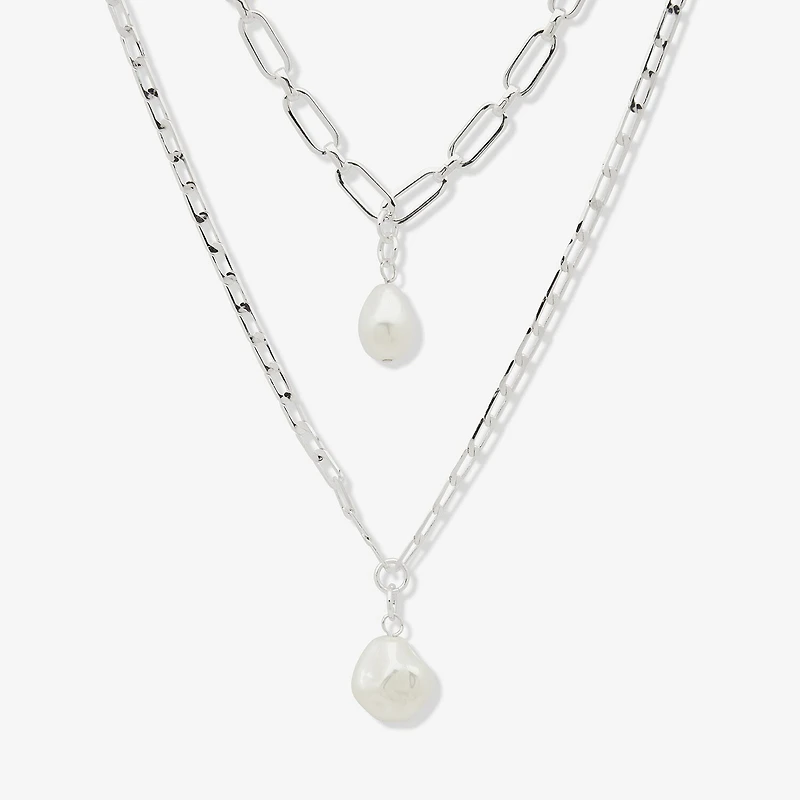 Worthington Silver Tone Simulated Pearl Womens 21 Inch Strand Necklace