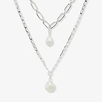 Worthington Silver Tone Simulated Pearl Womens 21 Inch Strand Necklace