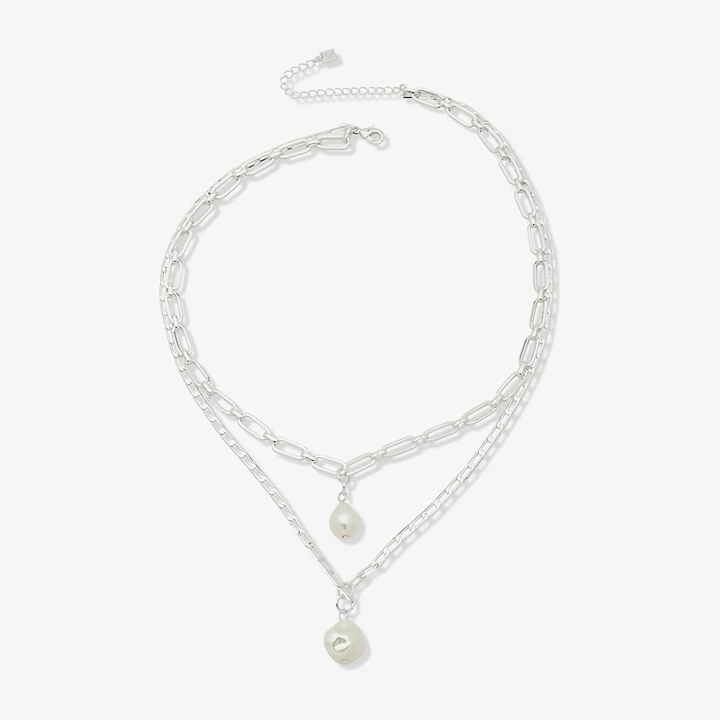 Worthington Silver Tone Simulated Pearl Womens 21 Inch Strand Necklace