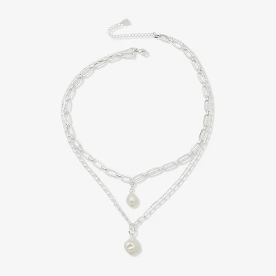 Worthington Silver Tone Simulated Pearl Womens 21 Inch Strand Necklace