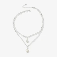 Worthington Silver Tone Simulated Pearl Womens 21 Inch Strand Necklace