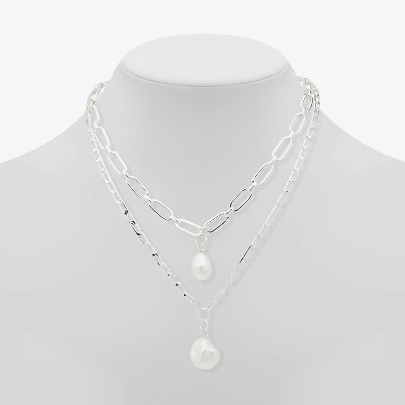 Worthington Silver Tone Simulated Pearl Womens 21 Inch Strand Necklace