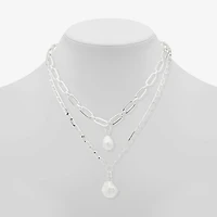 Worthington Silver Tone Simulated Pearl Womens 21 Inch Strand Necklace
