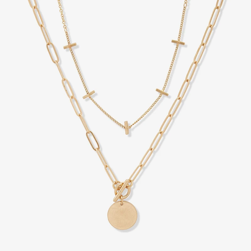 a.n.a Toggle Coin Pendant Womens 18 Inch Strand Necklace