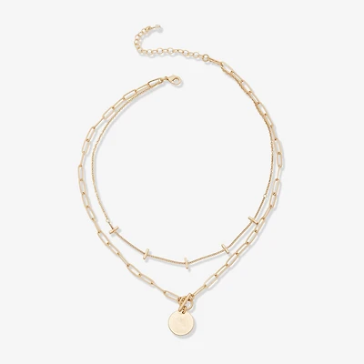 a.n.a Toggle Coin Pendant Womens 18 Inch Strand Necklace